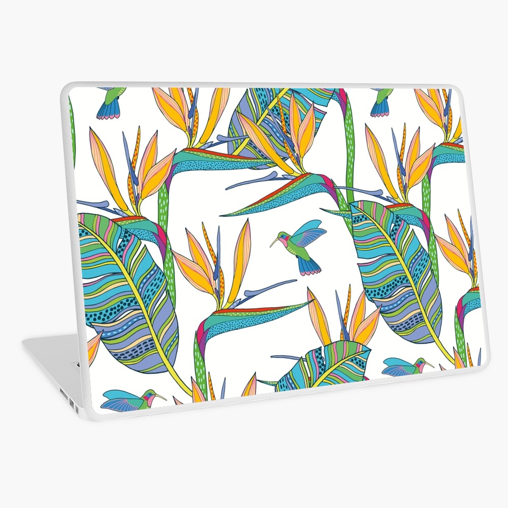 Bohemian Birds of Paradise on white Laptop Skin