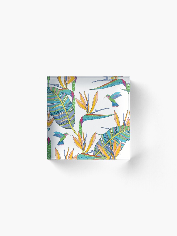 Alternate view of Bohemian Birds of Paradise on white Acrylic Block