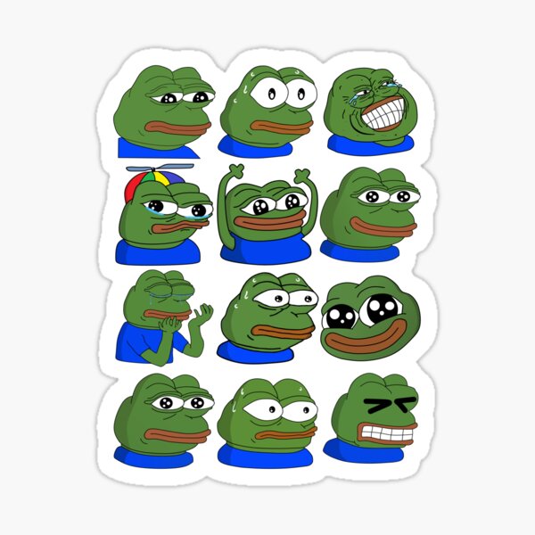 Pepe Overload - White Outline Sticker
