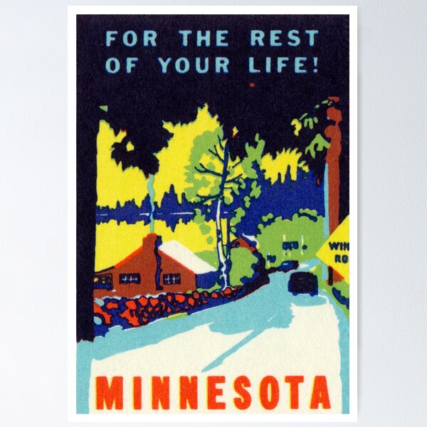 Vintage Travel Poster - Minnesota Print - Braniff International Airways Art  - Fishing Art - Great Gift for Men, Women, Travel Lover - Decor for