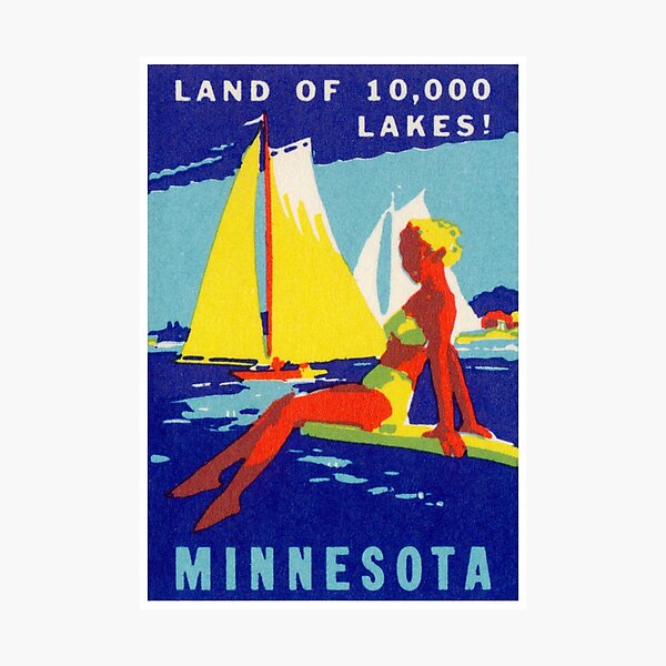 1940 Minnesota, Land of 10,000 Lakes Photographic Print