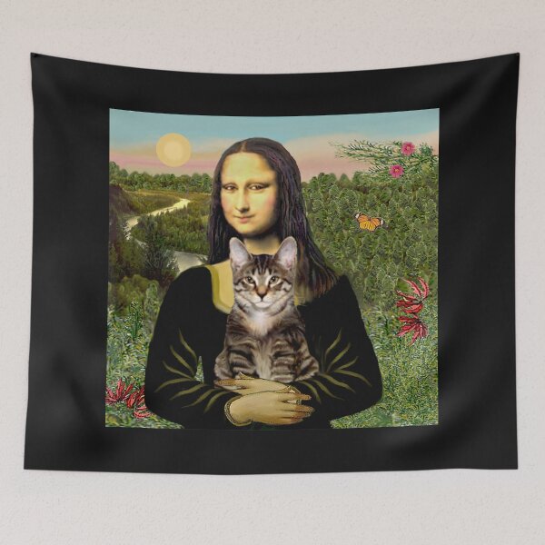 Item preview, Mona Lisa and her Short Haired Brown Tabby Cat designed and sold by JeanBFitzgerald.