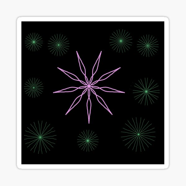 Purple Black and Green Many Stars Pattern Design Sticker