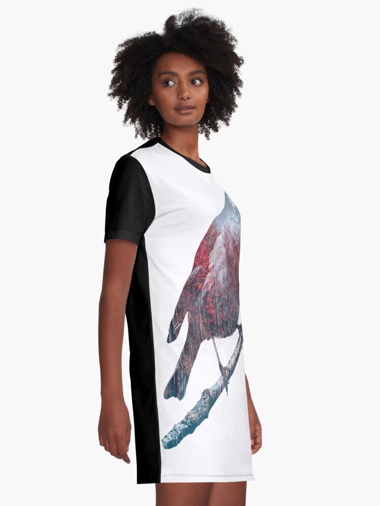 Alternate view of Forest Robin on a Branch Graphic T-Shirt Dress