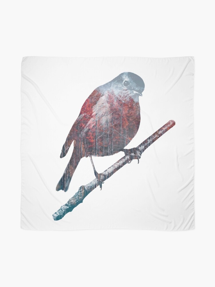 Alternate view of Forest Robin on a Branch Scarf