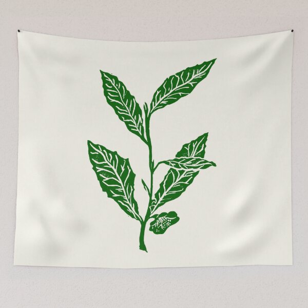 Item preview, Green Tea Leaf Block Print  designed and sold by BiancaGreen.
