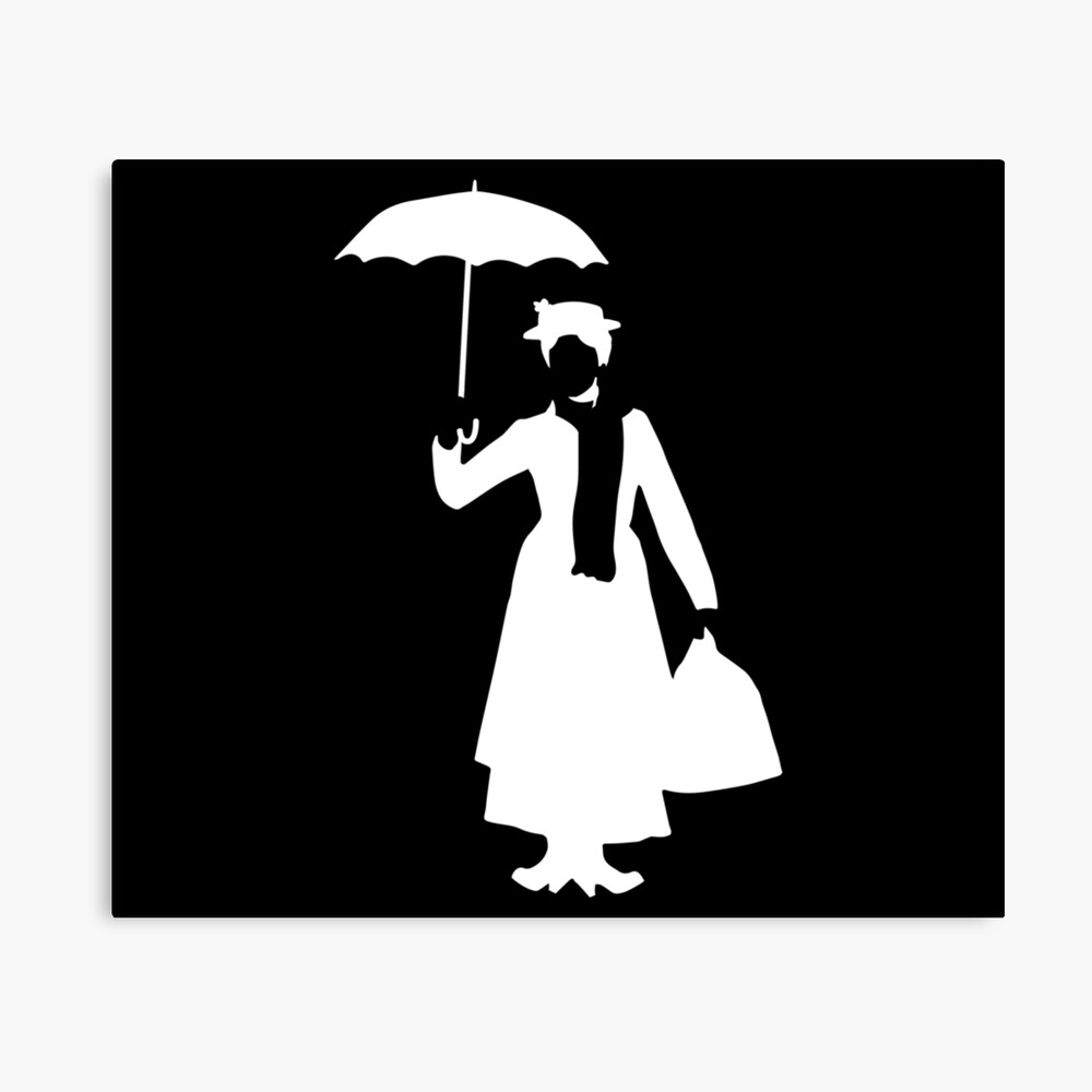 Wall Clock Mary Poppins Black & White Silhouette 
