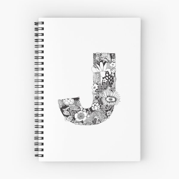 Item preview, Letter J | Black and white | Flower Pattern | Typography | Name art | Custom designed and sold by hayleylauren.