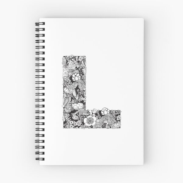 Item preview, Letter L | Black and white | Flower Pattern | Typography | Name art | Custom designed and sold by hayleylauren.