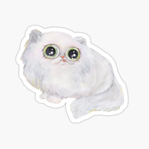 BIG EYES PERSIAN chinchilla white CAT DERPY KITTY Sticker