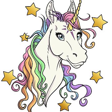 Artwork thumbnail, Cute Rainbow Unicorn with Stars by cybercat