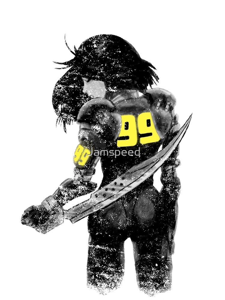 Copy of Manga Angel watercolor distressed in black and white by Jamspeed