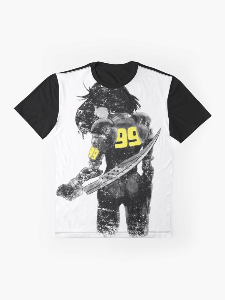Alternate view of Copy of Manga Angel watercolor distressed in black and white Graphic T-Shirt