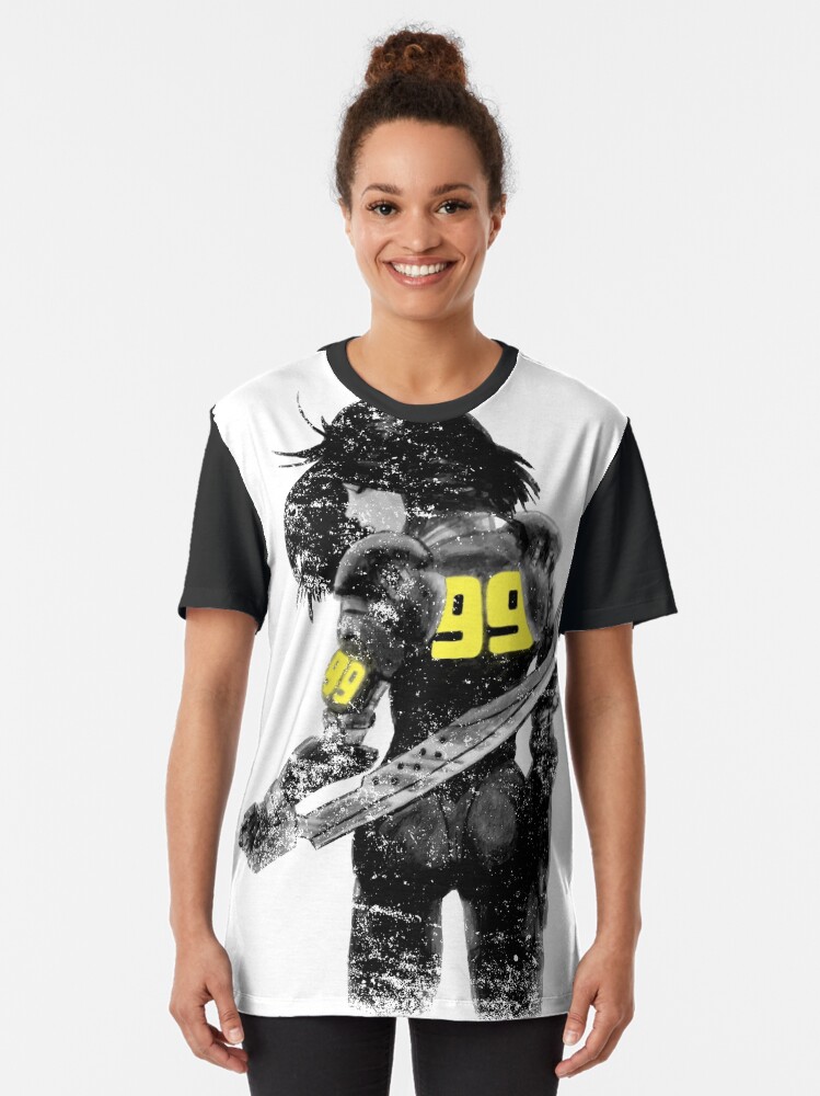 Alternate view of Copy of Manga Angel watercolor distressed in black and white Graphic T-Shirt
