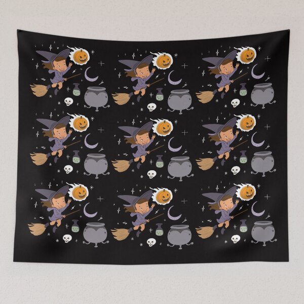 Item preview,  little witch pattern black designed and sold by Nadia  Ronquillo.
