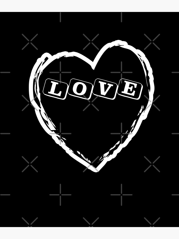 Society6 ケース Black White Heart Love Black and Grey Heart Printable Wall Art, Trendy Heart