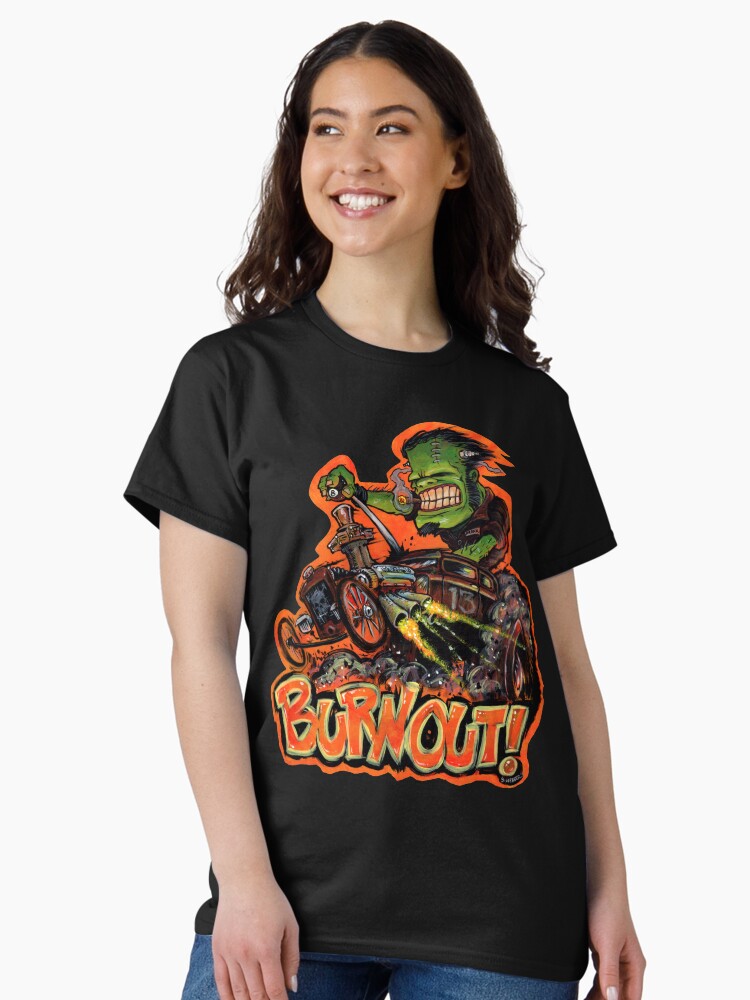 Thumbnail 2 of 7, Classic T-Shirt, BURNOUT Hot Rod Monster Art designed and sold by gWebberArts.