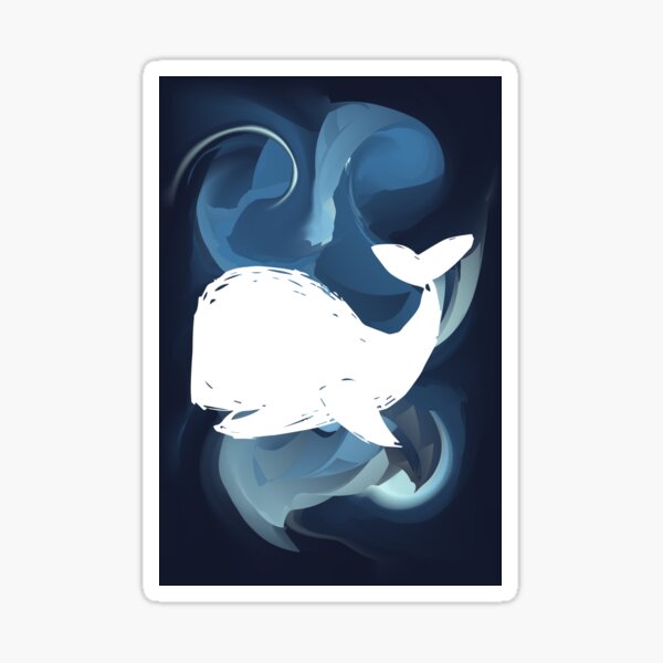 Blue Abstract Painting with Whale Icon or Silhouette. Graphic Design for Shirt, Sticker, Mug, Phone Covers and more. Sticker