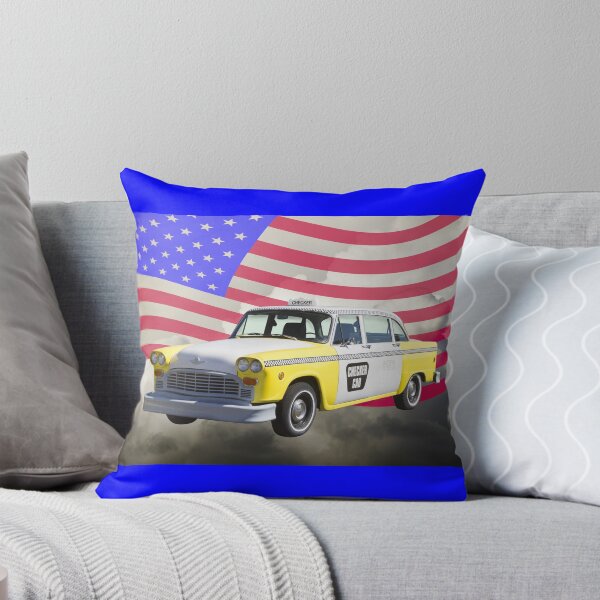 Item preview, Checker Taxi Cab And US Flag designed and sold by KWJphotoart.