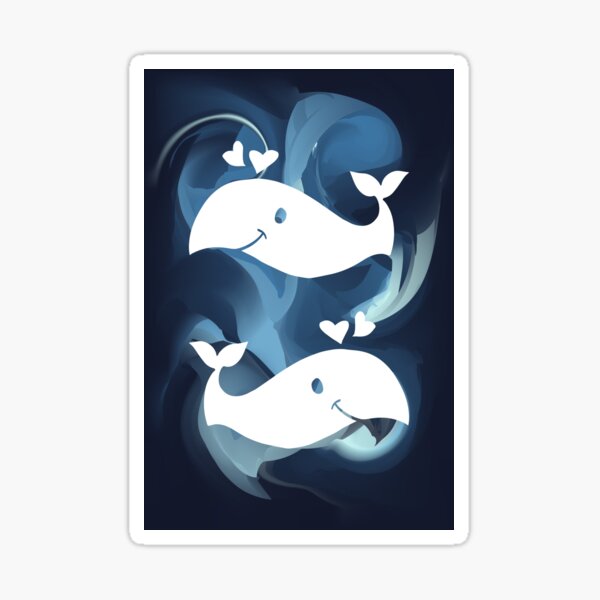 Blue Abstract Painting with Whale Icon or Silhouette. Vector Illustration for Shirt, Sticker, Mug, Phone Covers and more. Sticker