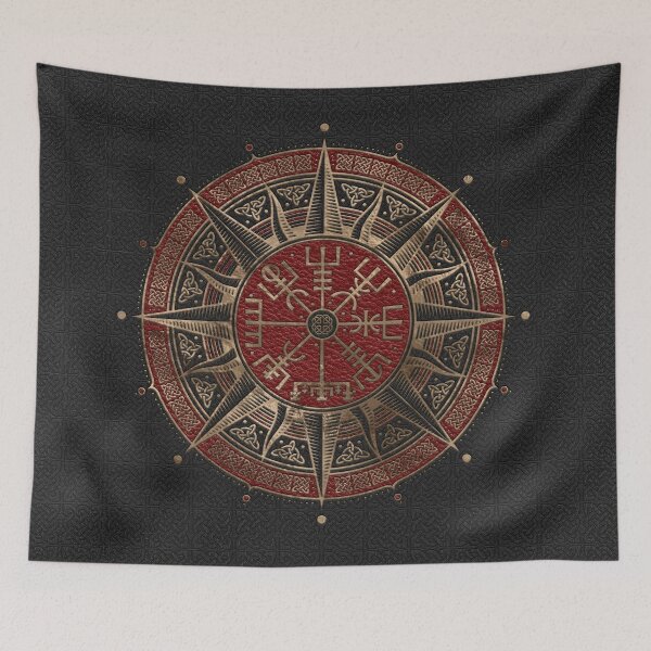 Item preview, Vegvisir - Viking Compass - Black and red Leather and gold designed and sold by Nartissima.