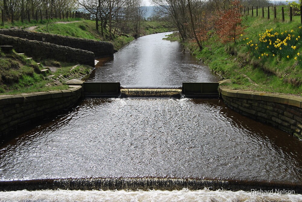 "Weir Blackmoorfoot Reservoir, Huddersfield" by Richard Nelson