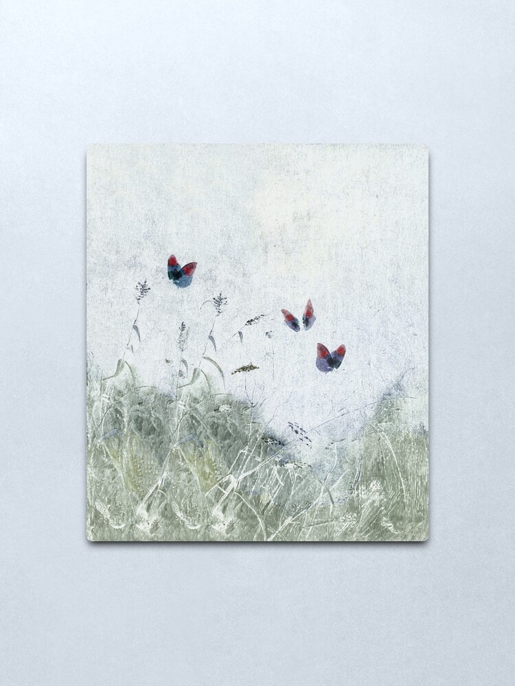 Alternate view of A Spell for Creation - butterflies amongst grass Metal Print