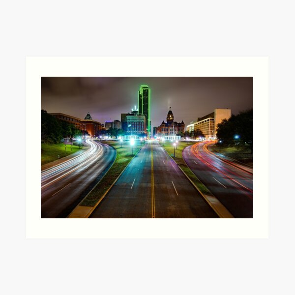 Dallas Texas Skyline Over Dealey Plaza Art Print