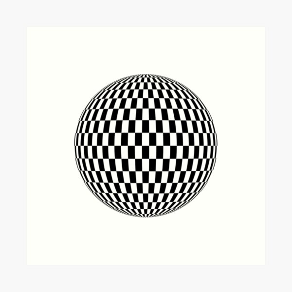 Sphere, illustration, design, ball, vector, shape, black and white, monochrome Art Print