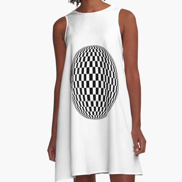 Sphere, illustration, design, ball, vector, shape, black and white, monochrome A-Line Dress