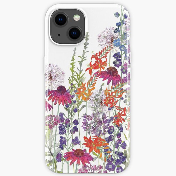 Flower Garden - Echinacea, Montbretia (Crocosmia), Delphiniums & Alliums iPhone Soft Case