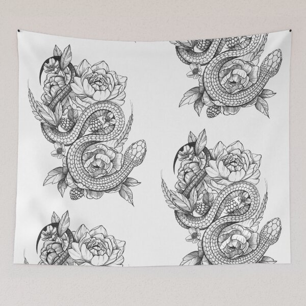 Item preview, Snake with Flowers and Raspberry designed and sold by Anna Ivanova.