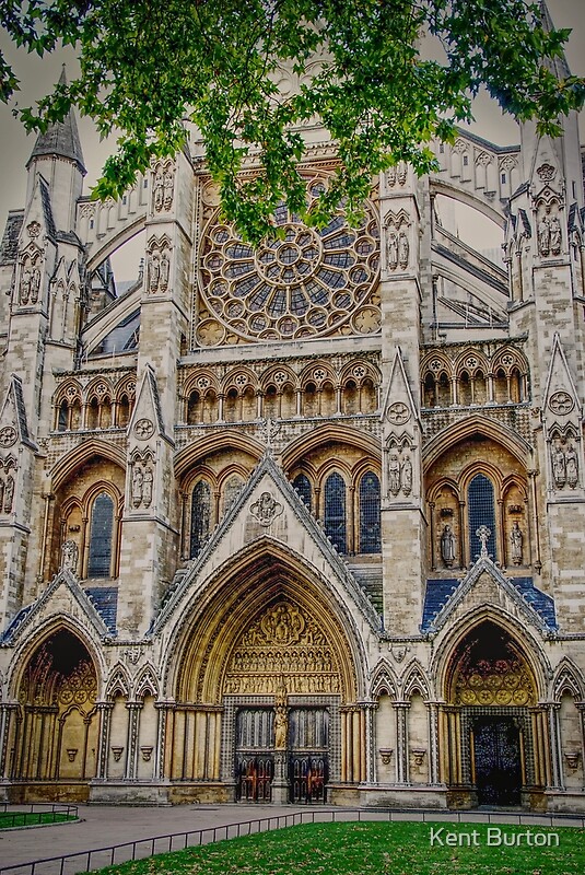 "The North Entrance and rose window of Westminster Abbey - London
