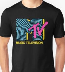 Camiseta ajustada MTV - Diseño de huella digital de los 80.