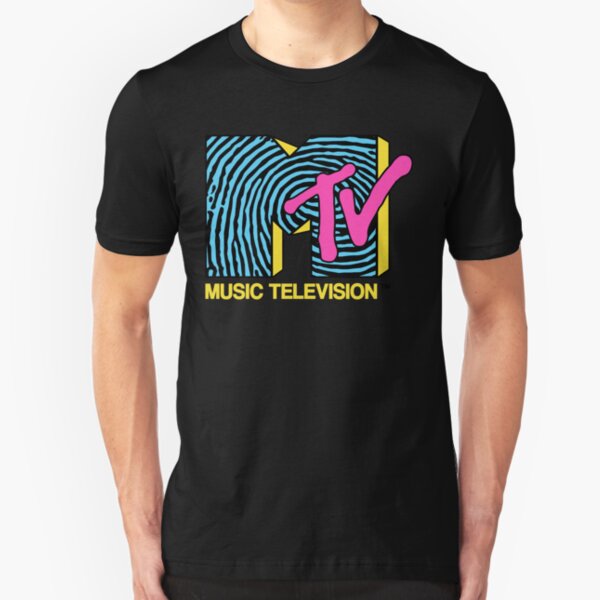 MTV - fingerprint 80s design Slim Fit T-Shirt