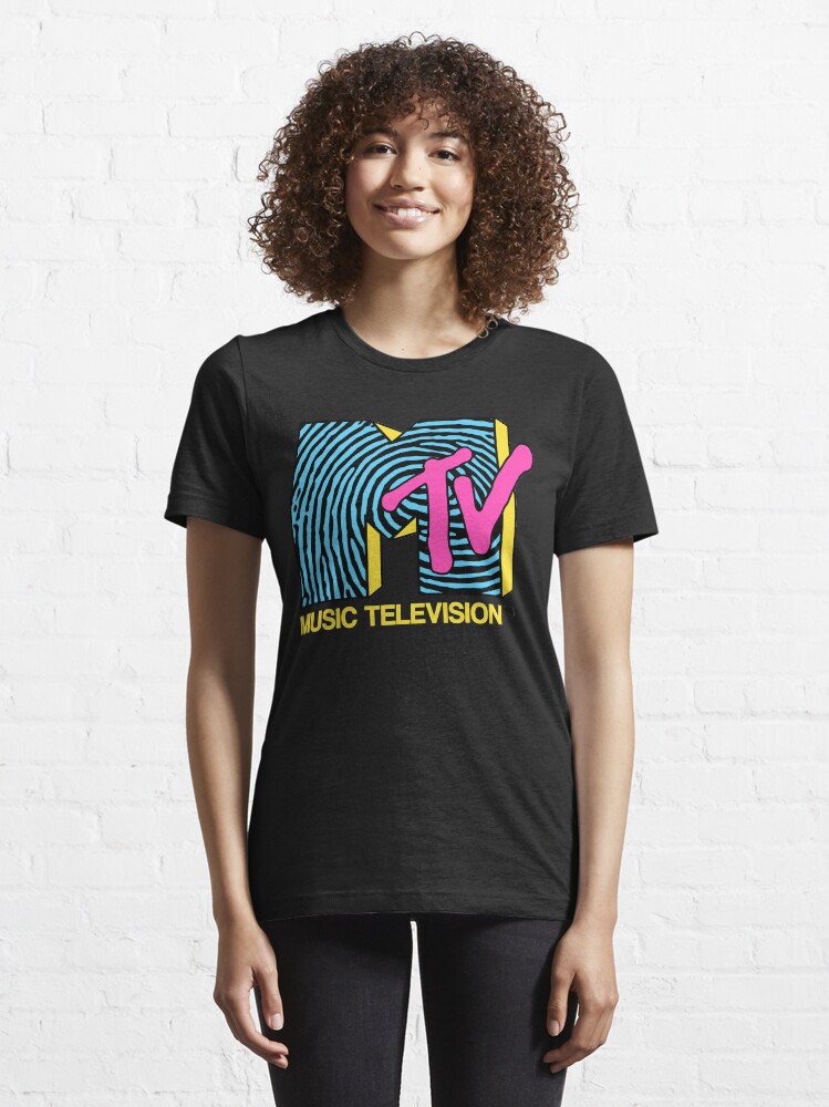 Alternate view of MTV - fingerprint 80s design Essential T-Shirt