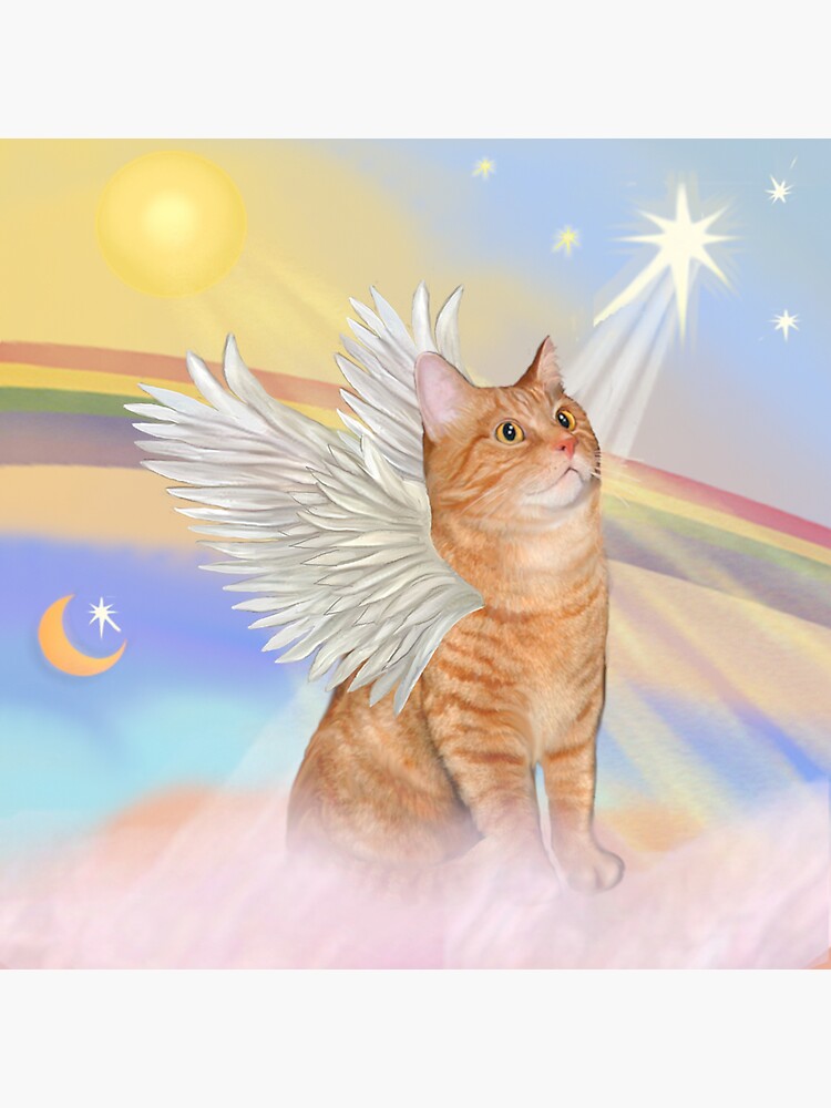 Heavens Clouds Orange Tabby Cat Angel Sticker For Sale By Jeanbfitzgerald Redbubble 