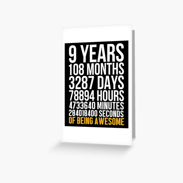 9 Years Old 9th Birthday Retro Classic 108 Months Greeting Card