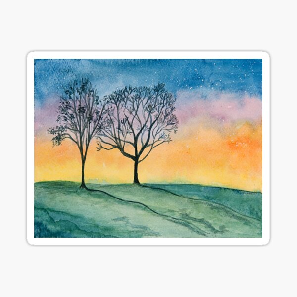 Two Tree Silhouettes #1 Sticker