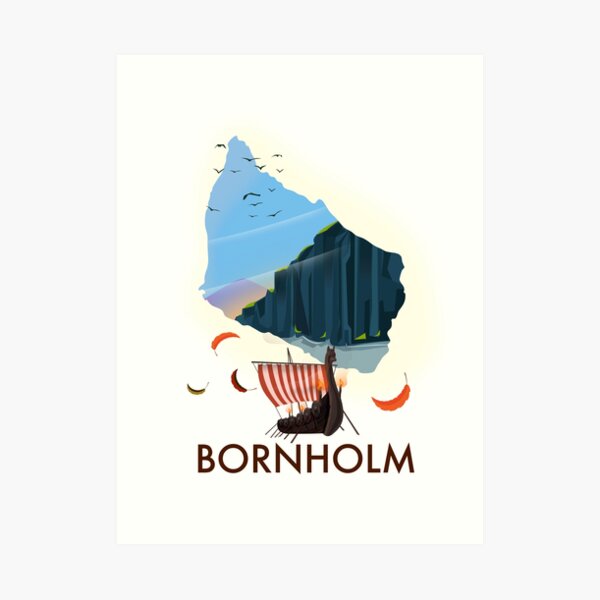 Bornholm travel poster map Art Print