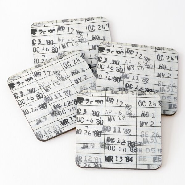 Date Due #1 Coasters (Set of 4)