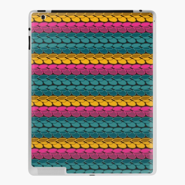 Pseudo crochet pattern with pink and teal iPad Skin