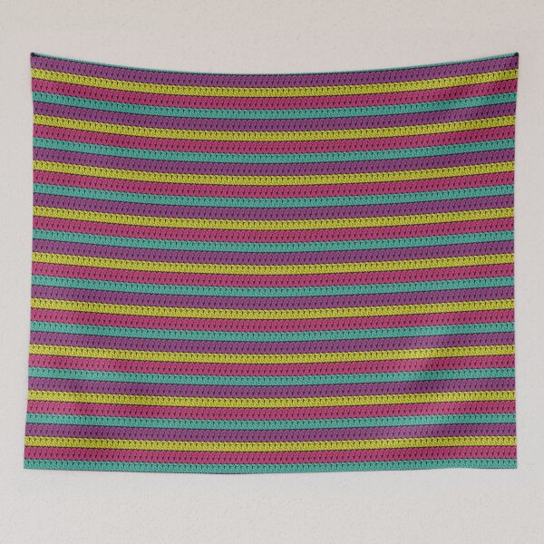 Item preview, Pseudo crochet stitch pattern with pink and turquoise designed and sold by Marlene Wagenhofer.