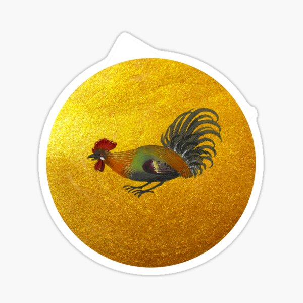 Rooster and rising sun Sticker