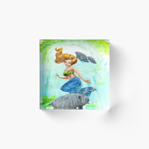 Mermaid and Manatee Springs Acrylic Block