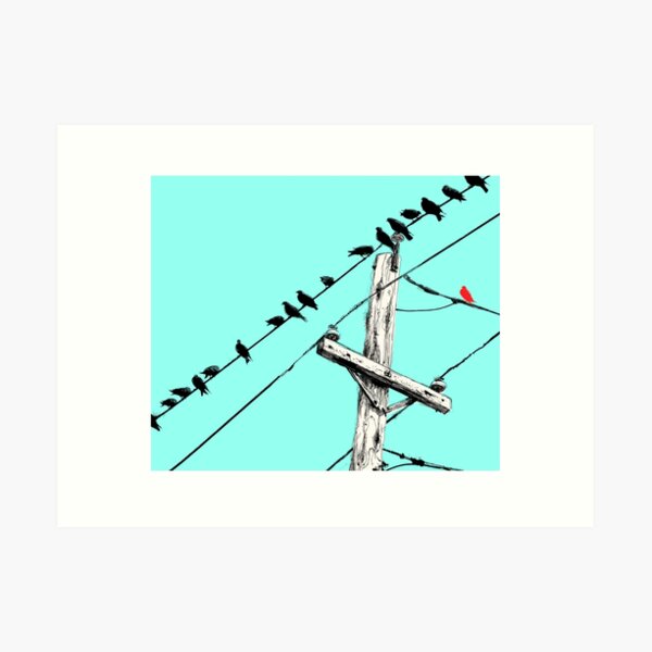 Assimilate - An Illustration of Birds on a Wire by Brooke Figer Art Print