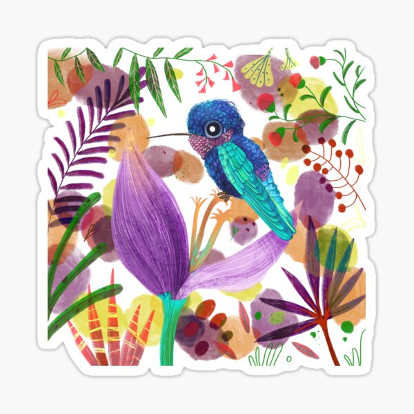 Fehérlólánya - Glowing Birds / Kolibri - white Sticker