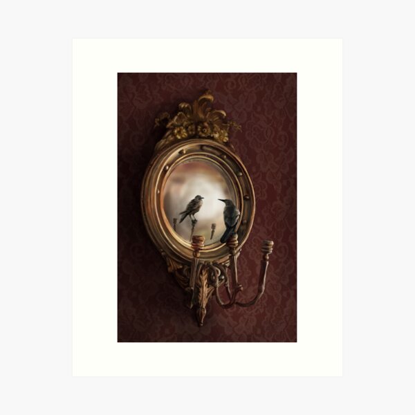 Item preview, Reflection on Perception - An illustration of a crow in a mirror by Brooke Figer designed and sold by Brooke Figer.