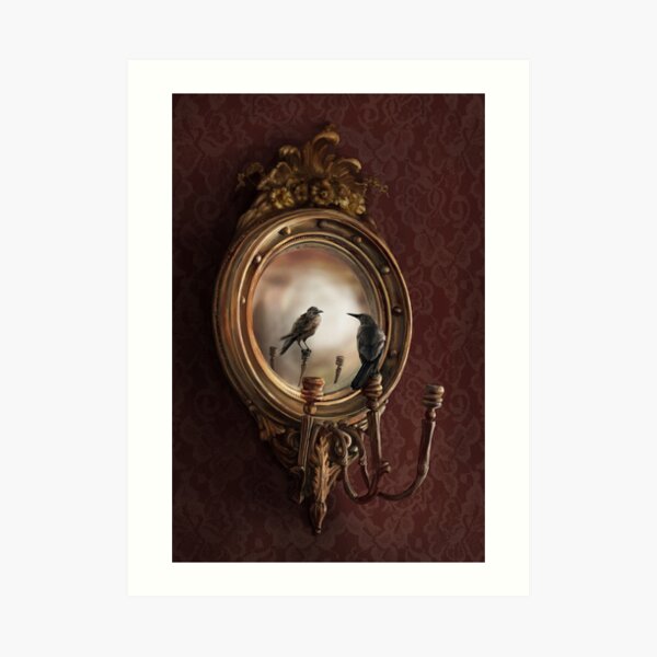 Reflection on Perception - An illustration of a crow in a mirror by Brooke Figer Art Print