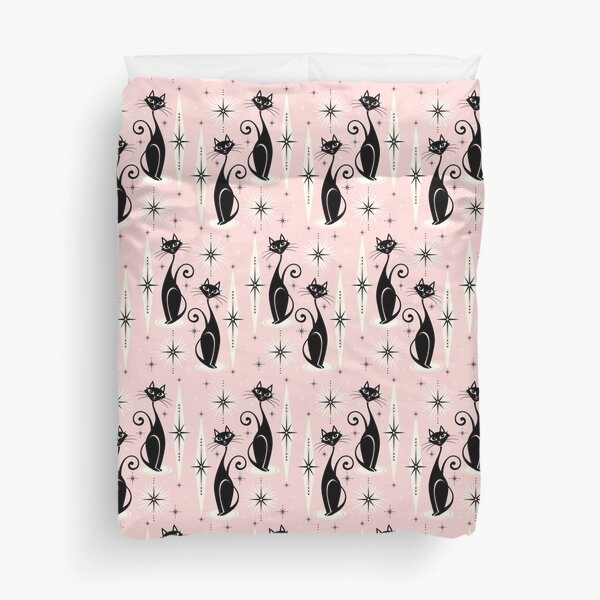 Mid Century Meow Retro Atomic Cats Duvet Cover